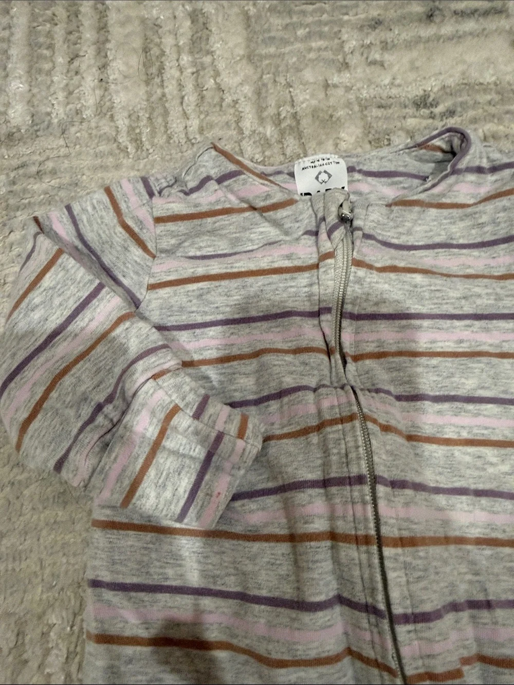 Cotton On Striped Grey and Purple Kids One-Piece Sleeper